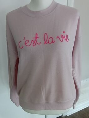 Workshop Republic Clothing Light Pink Sweatshirt with Bright Pink Script